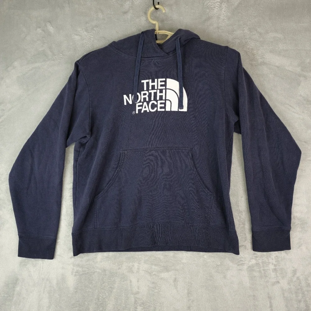 The North Face Hoodie Mens Medium Big Logo Pullover Sweater Blue‎
